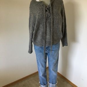 Zara lace up wool sweater